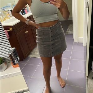 Forever 21 Grey Corduroy Button-Up Skirt